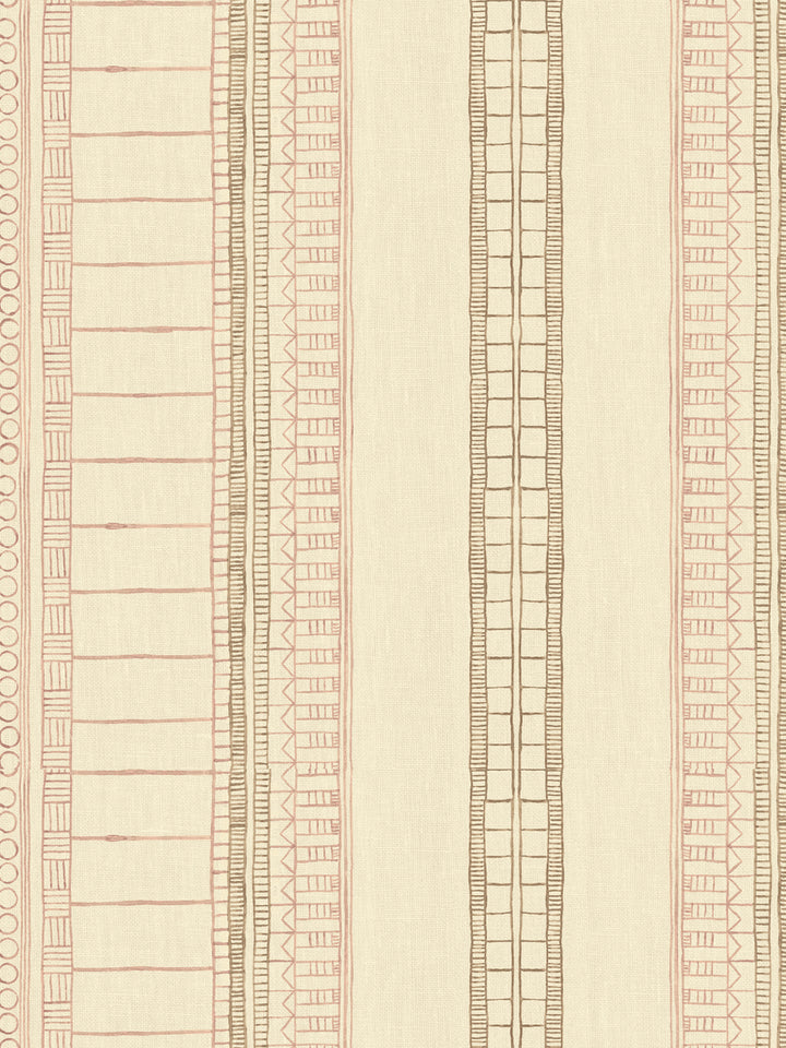 'Doodle Stripe' Tea Stained Linen Fabric by Nathan Turner - Pink Neutral