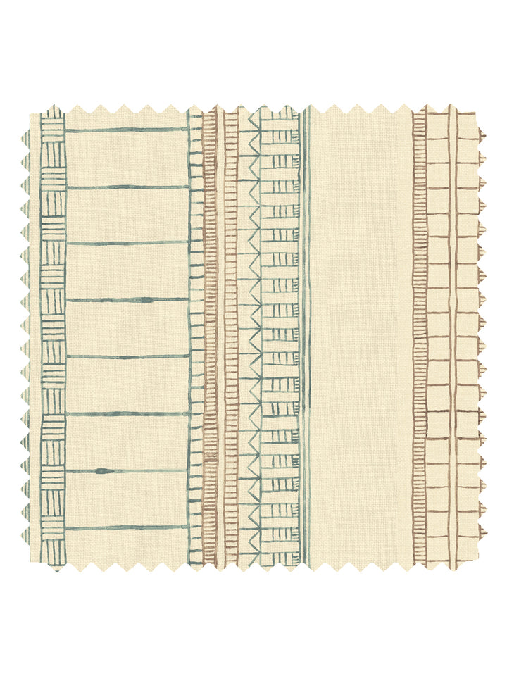 'Doodle Stripe' Tea Stained Linen Fabric by Nathan Turner - Seafoam Neutral