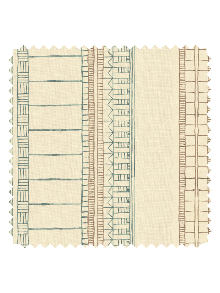 'Doodle Stripe' Tea Stained Linen Fabric by Nathan Turner - Seafoam Neutral