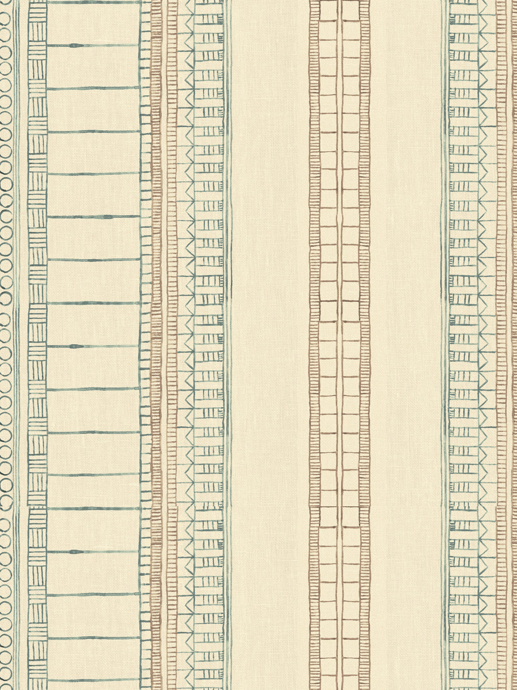 'Doodle Stripe' Tea Stained Linen Fabric by Nathan Turner - Seafoam Neutral