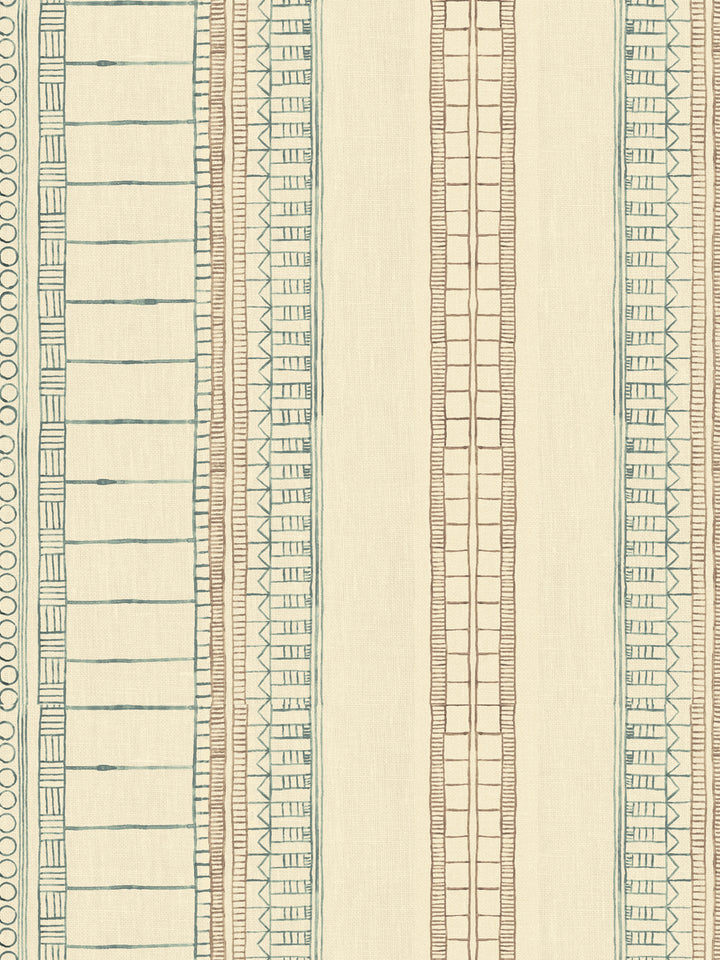 'Doodle Stripe' Tea Stained Linen Fabric by Nathan Turner - Seafoam Neutral