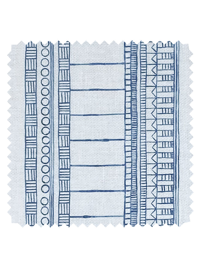 Doodle Stripe' Linen Fabric by Nathan Turner - Dark Blue