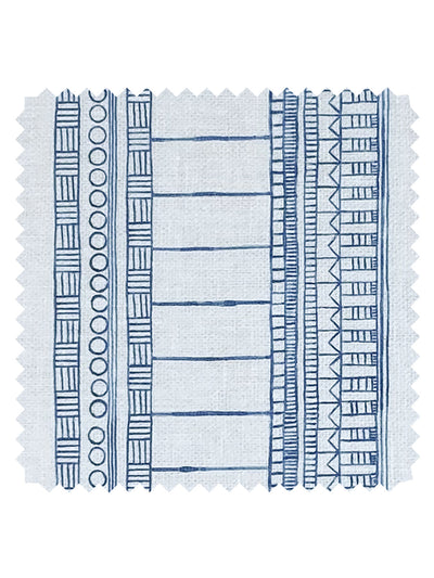 'Doodle Stripe' Linen Fabric by Nathan Turner - Dark Blue