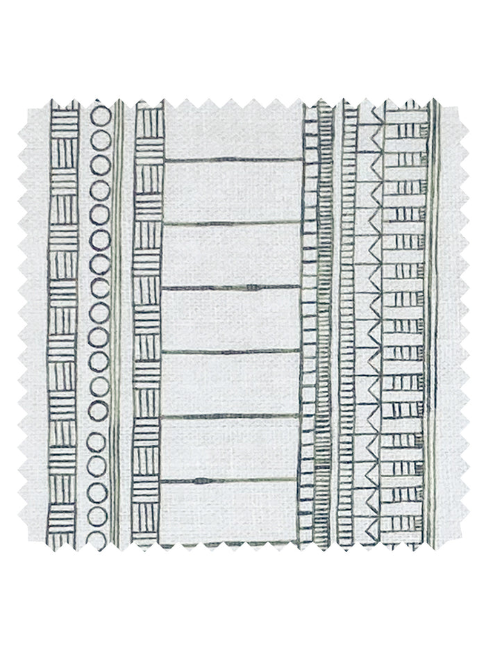 Doodle Stripe' Linen Fabric by Nathan Turner - Green