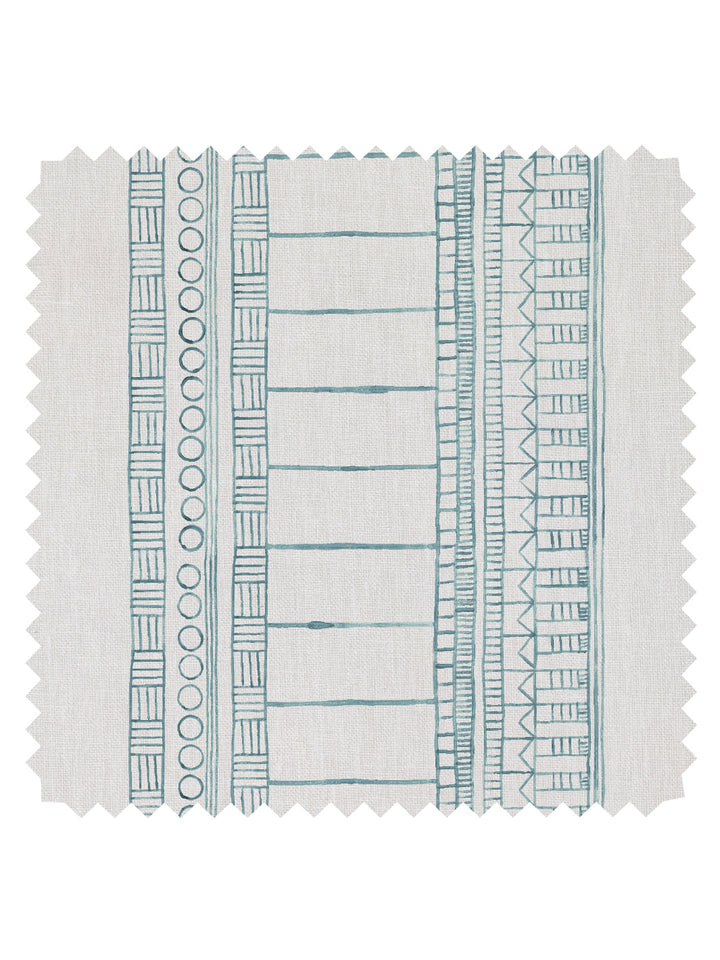 doodle stripe linen fabric by nathan turner seafoam