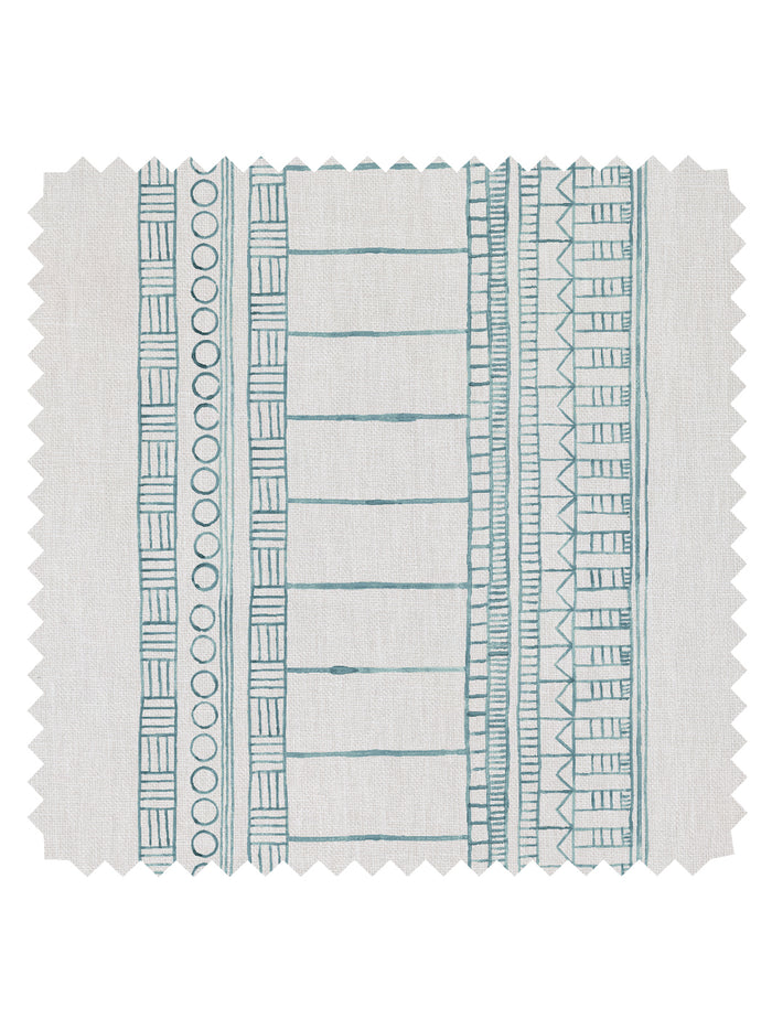 Doodle Stripe' Linen Fabric by Nathan Turner - Seafoam