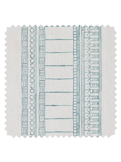 'Doodle Stripe' Linen Fabric by Nathan Turner - Seafoam