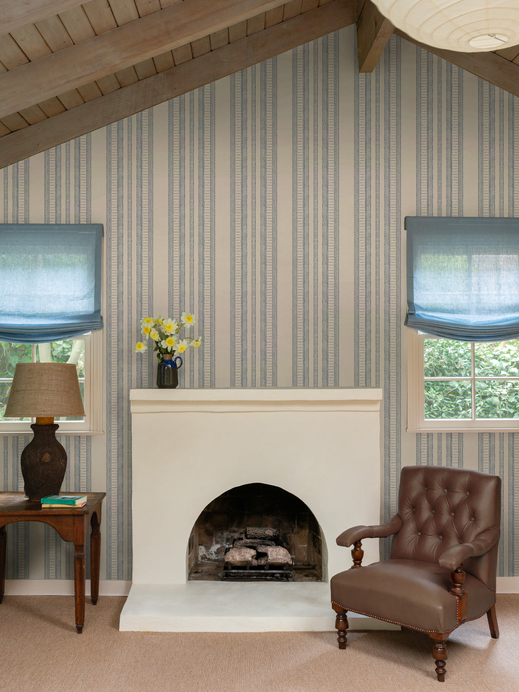 'Doodle Stripe' Wallpaper by Nathan Turner - Dark Blue