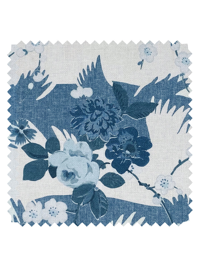 Dora Chintz' Linen Fabric by Nathan Turner - Blue