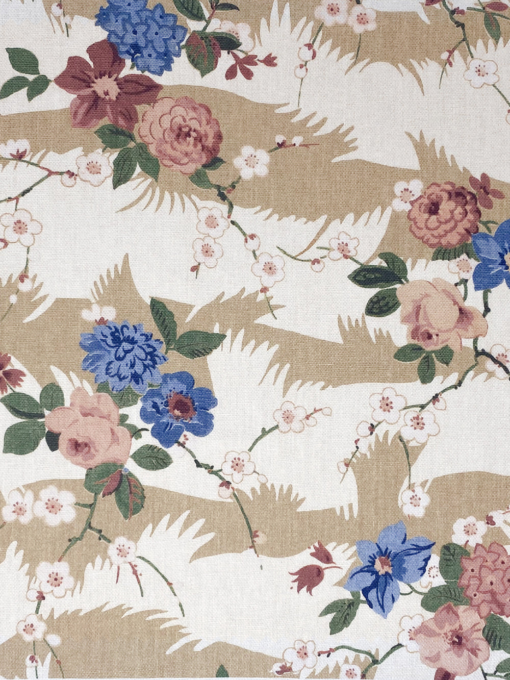 dorachintz linen fabric by nathan turner green taupe