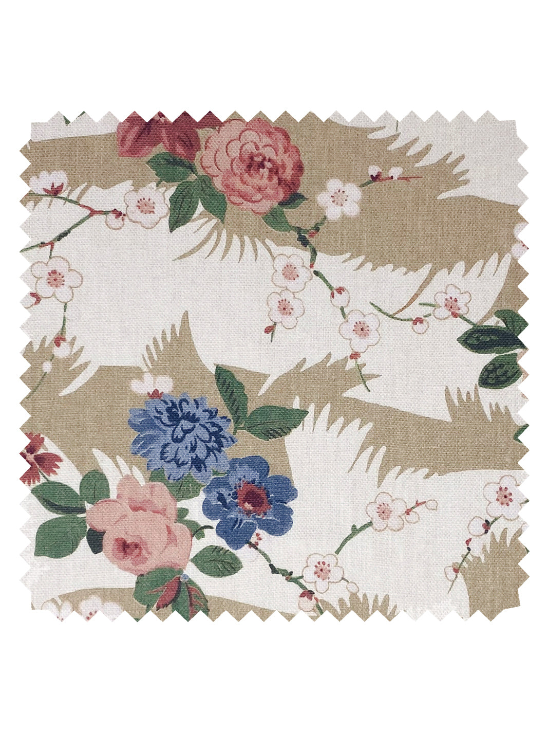 'Dora Chintz' Linen Fabric by Nathan Turner - Green Taupe