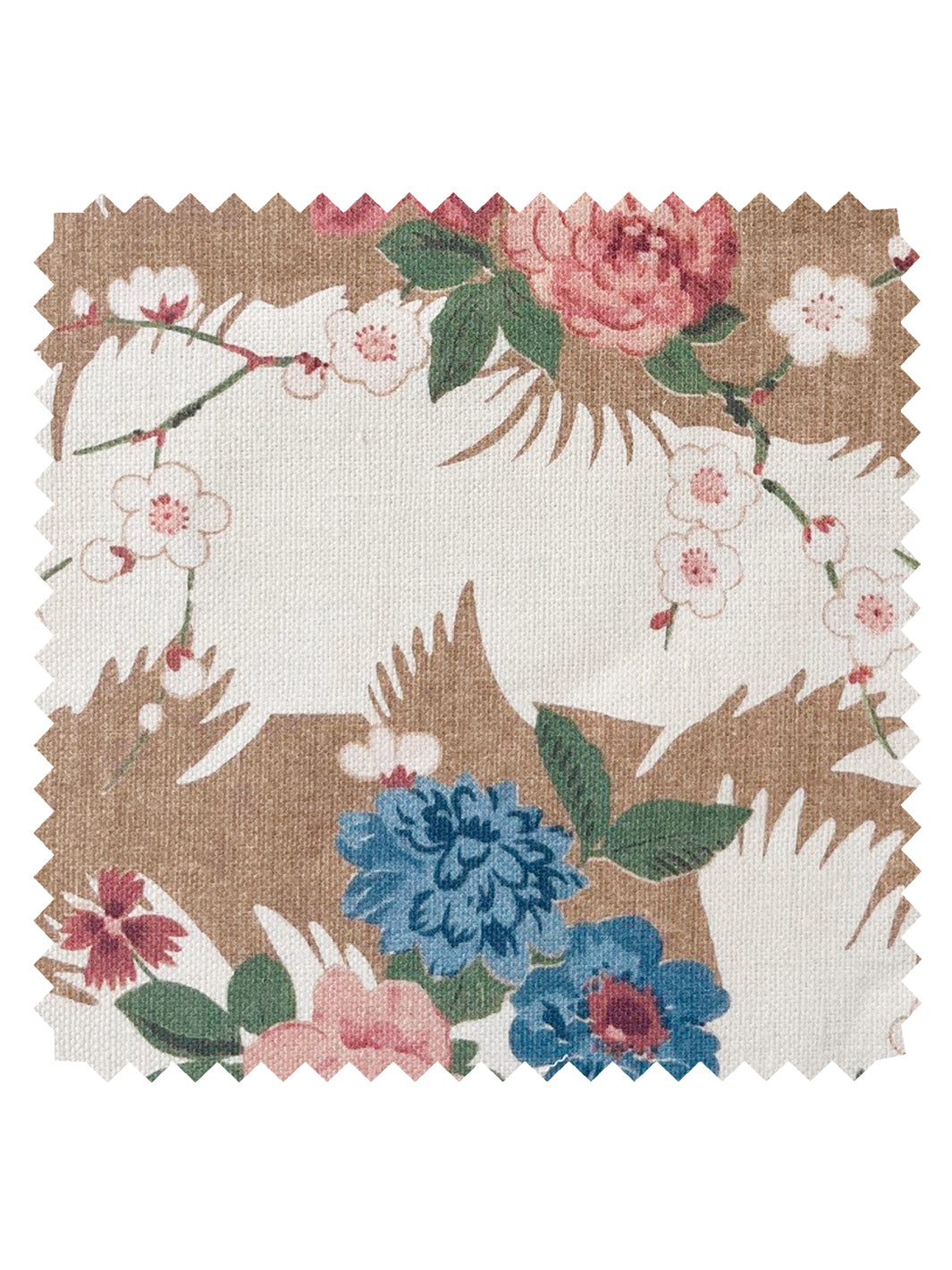 'Dora Chintz' Linen Fabric by Nathan Turner - Saddle Green
