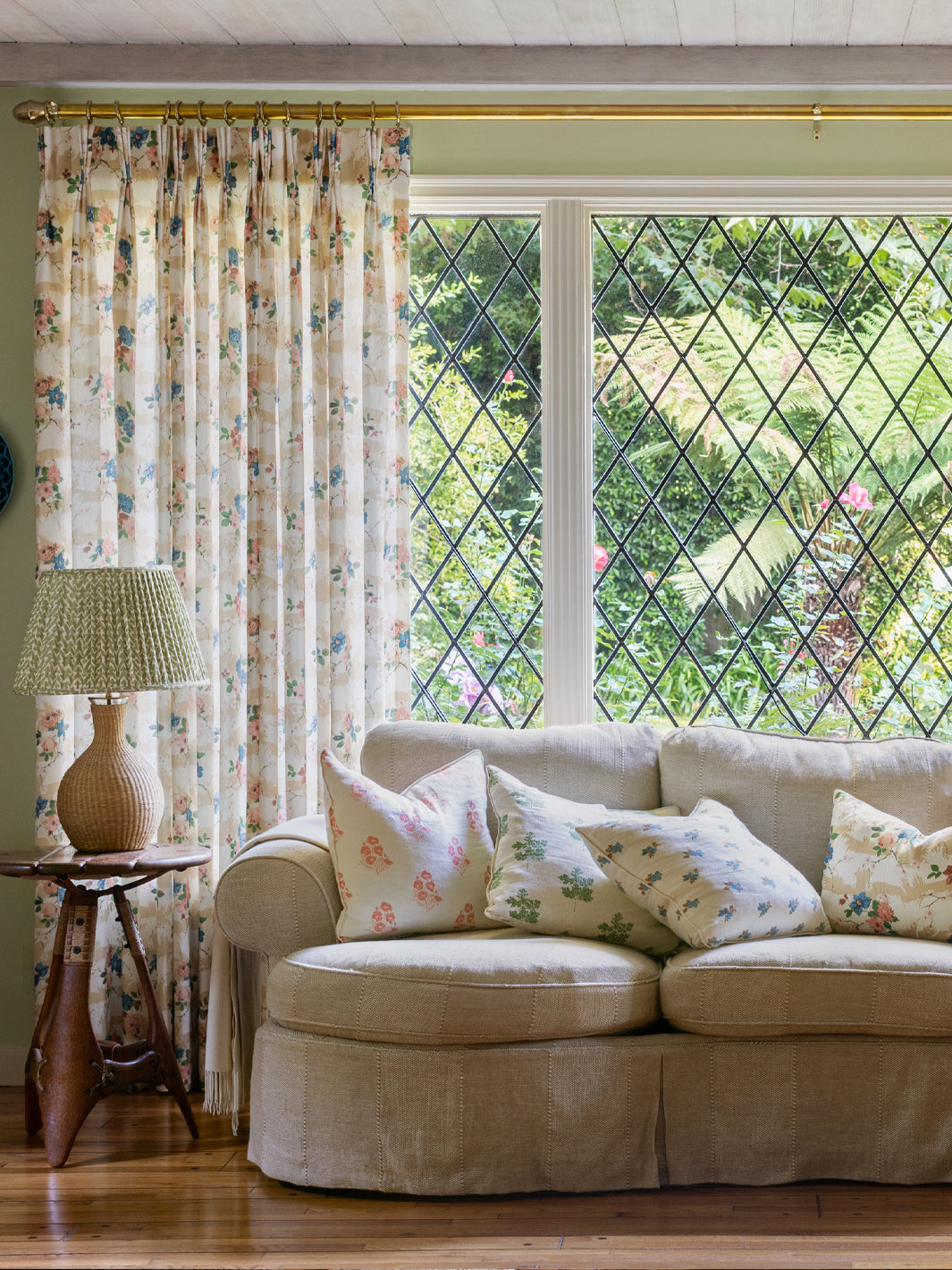 dorachintz linen fabric by nathan turner taupe blue