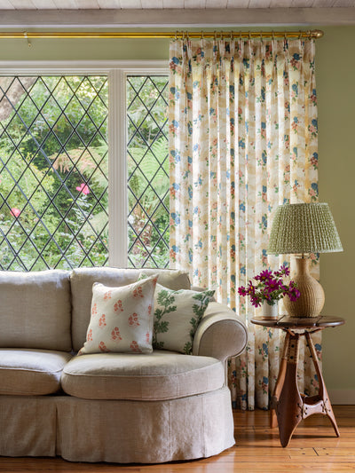 dorachintz linen fabric by nathan turner saddle pink