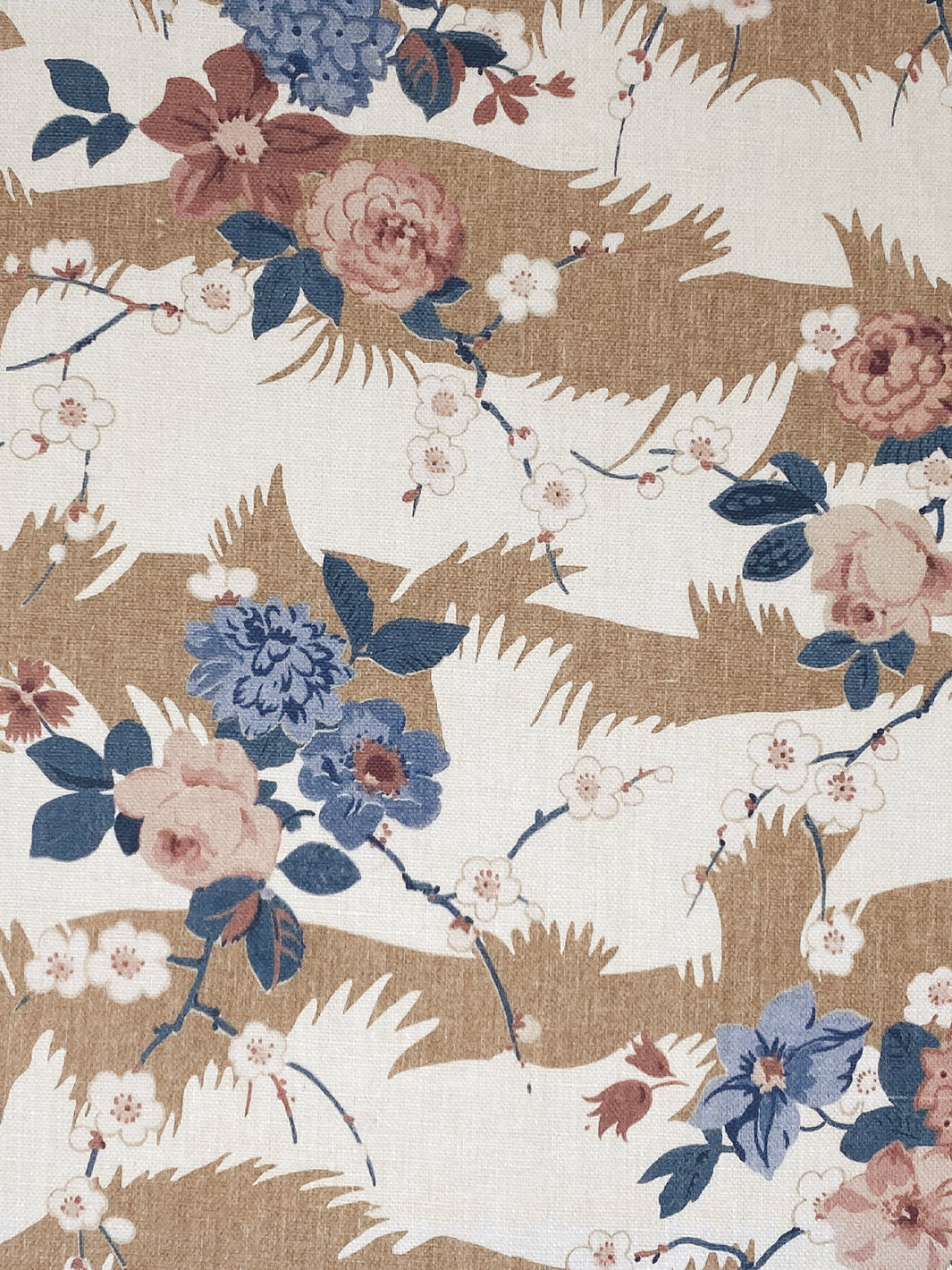 'Dora Chintz' Linen Fabric by Nathan Turner - Saddle Pink