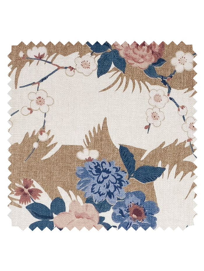 Dora Chintz' Linen Fabric by Nathan Turner - Saddle Pink