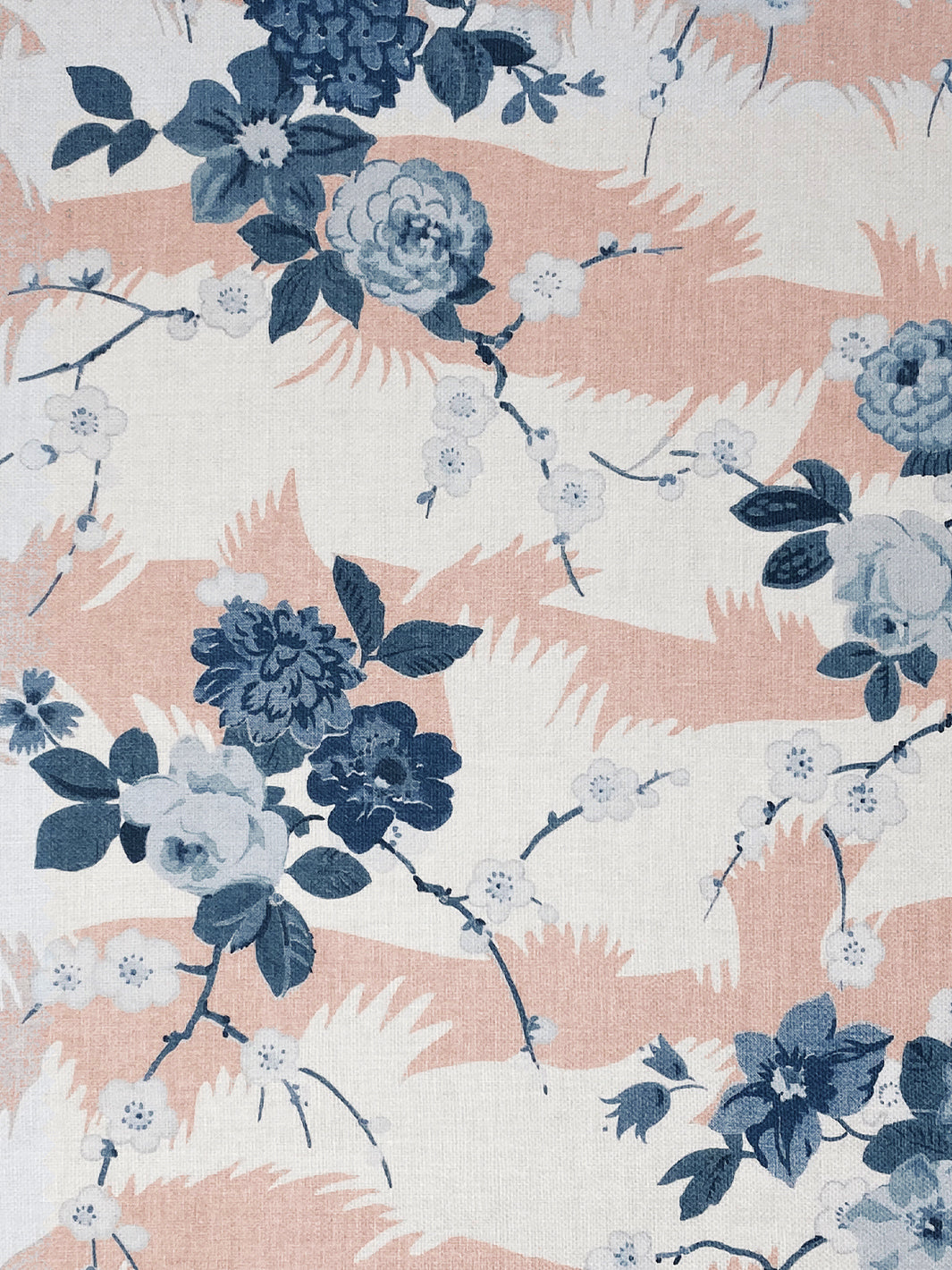 Dora Chintz' Linen Fabric by the Yard by Nathan Turner - Shell Blue