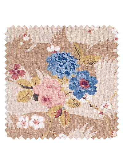 'Dora Chintz' Linen Fabric by Nathan Turner - Taupe Mustard