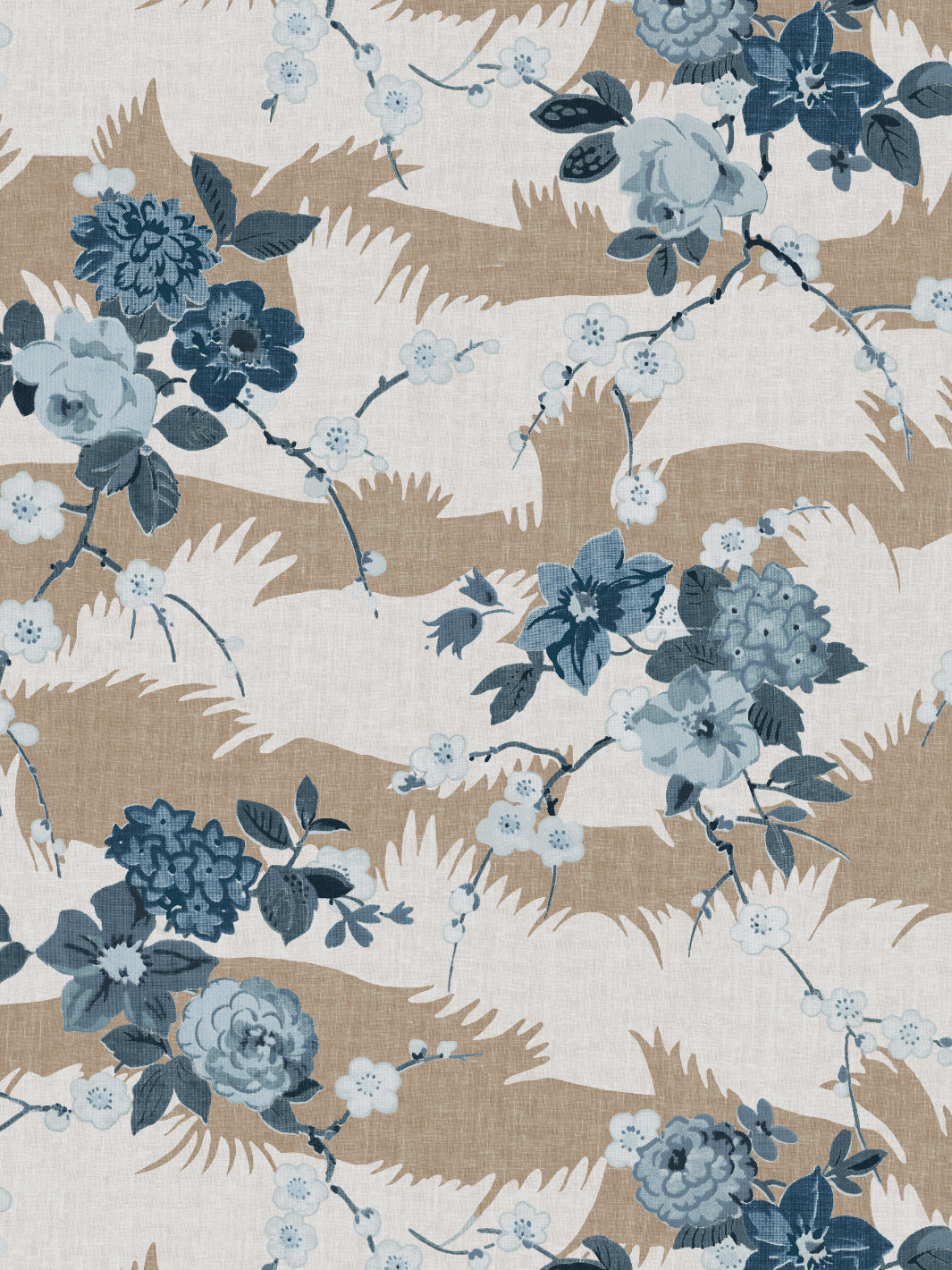 'Dora Chintz' Wallpaper by Nathan Turner - Taupe Blue