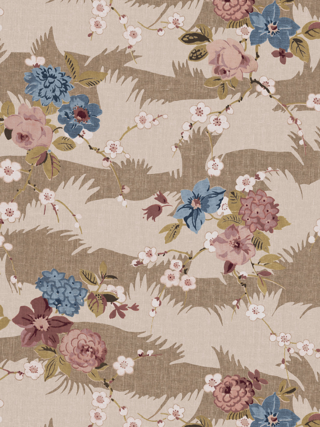dora chintz wallpaper by nathan turner taupe mustard