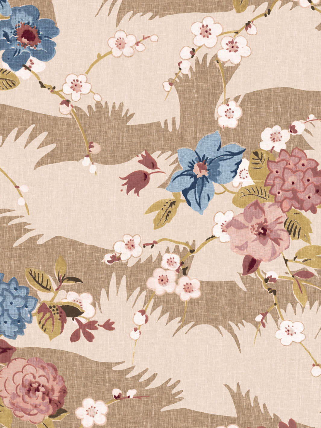 'Dora Chintz' Wallpaper by Nathan Turner - Taupe Mustard