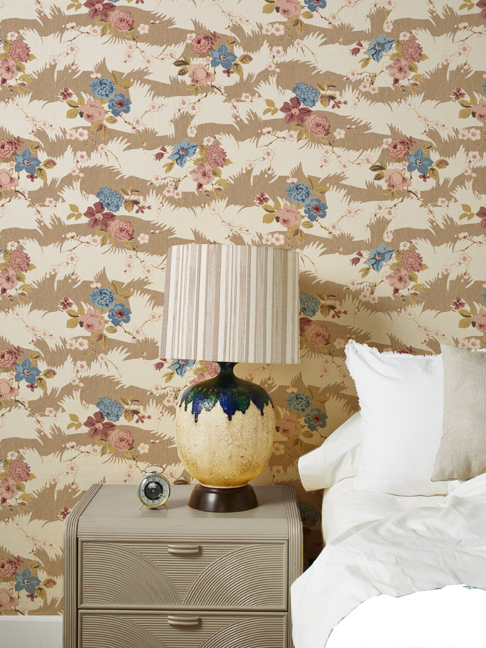 dora chintz grasscloth wallpaper by nathan turner mustard