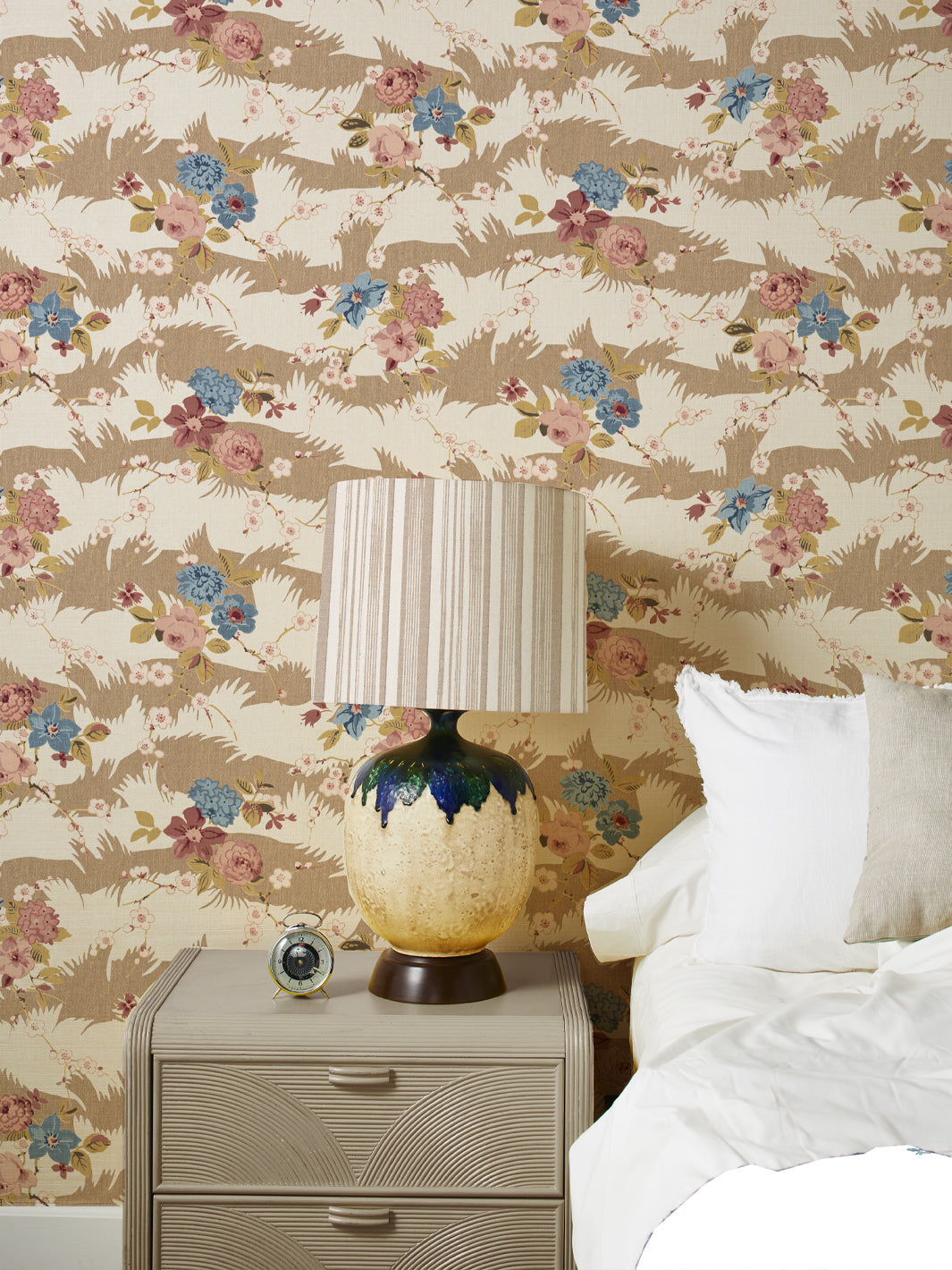 dora chintz grasscloth wallpaper by nathan turner mustard