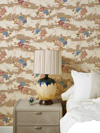 dora chintz grasscloth wallpaper by nathan turner mustard