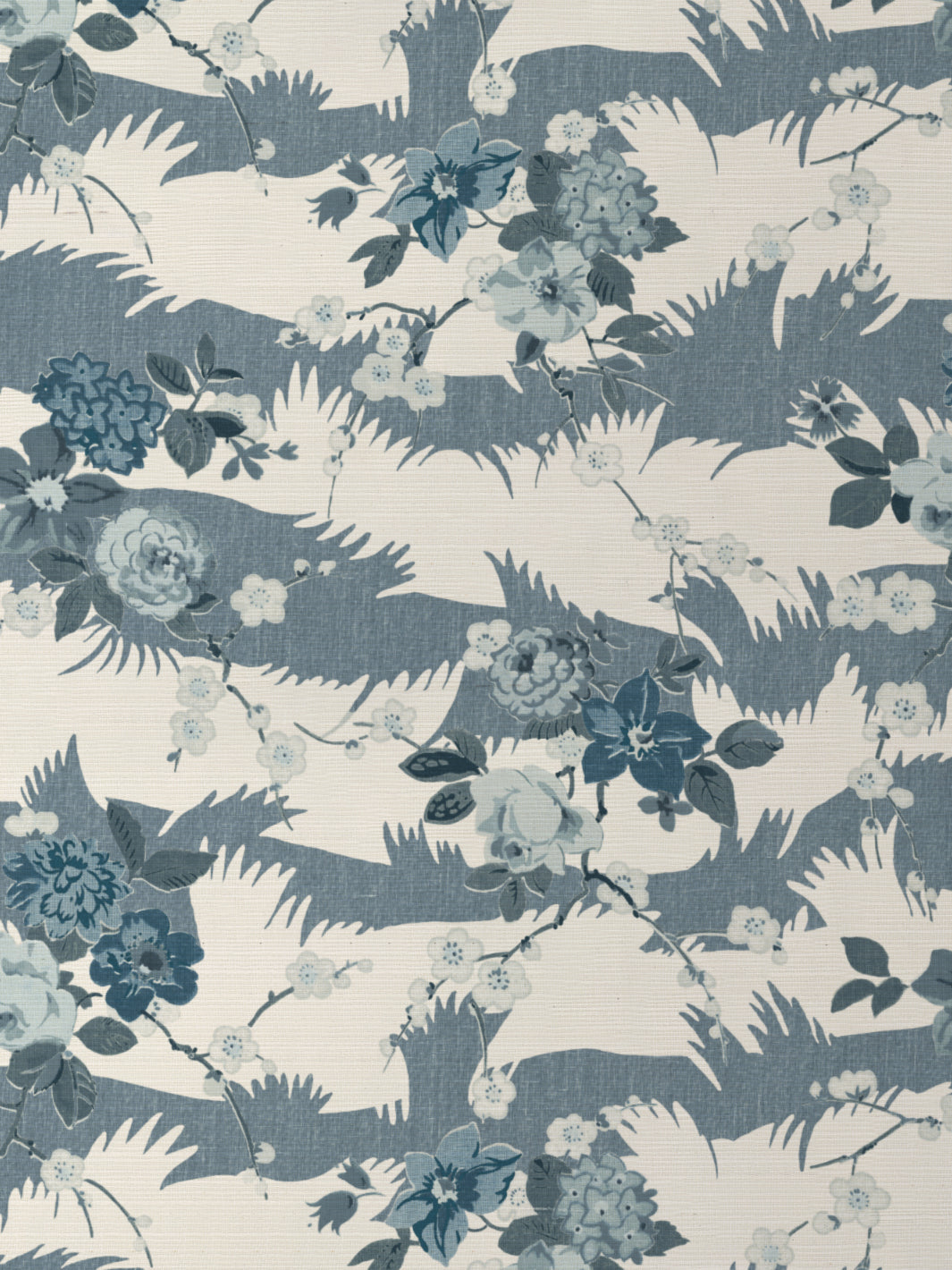 'Dora Chintz' Grasscloth Wallpaper by Nathan Turner - Blues