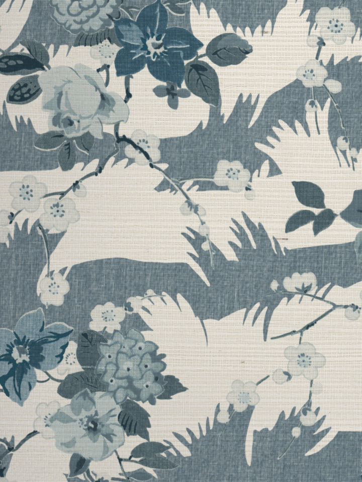 dora chintz grasscloth wallpaper by nathan turner blues