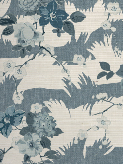 'Dora Chintz' Grasscloth Wallpaper by Nathan Turner - Blues
