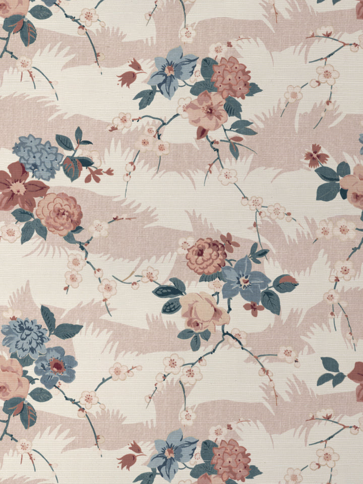 dora chintz grasscloth wallpaper by nathan turner pink blue