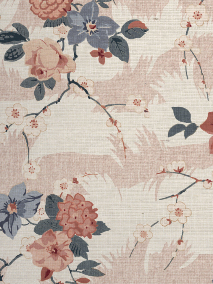 dora chintz grasscloth wallpaper by nathan turner pink blue