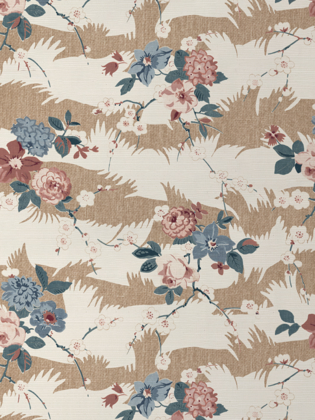 'Dora Chintz' Grasscloth Wallpaper by Nathan Turner - Saddle Pink