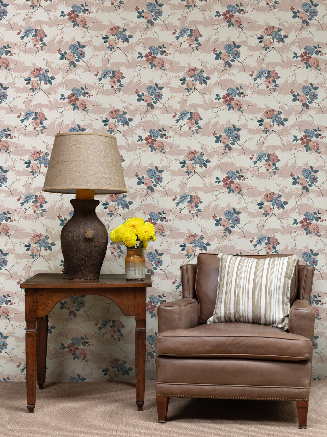 dora chintz wallpaper by nathan turner pink blue