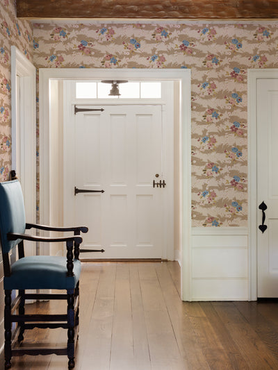 dora chintz wallpaper by nathan turner taupe mustard