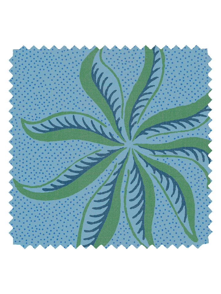 'Dot Frisée' Linen Fabric by Clare V. - Azure Green