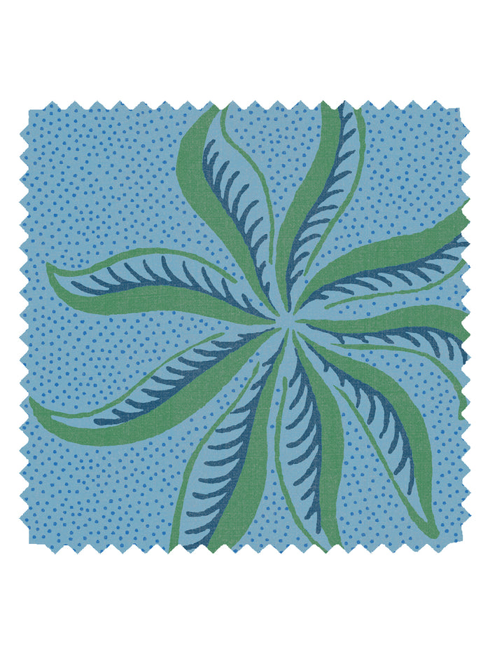 'Dot Frisée' Linen Fabric by Clare V. - Azure Green