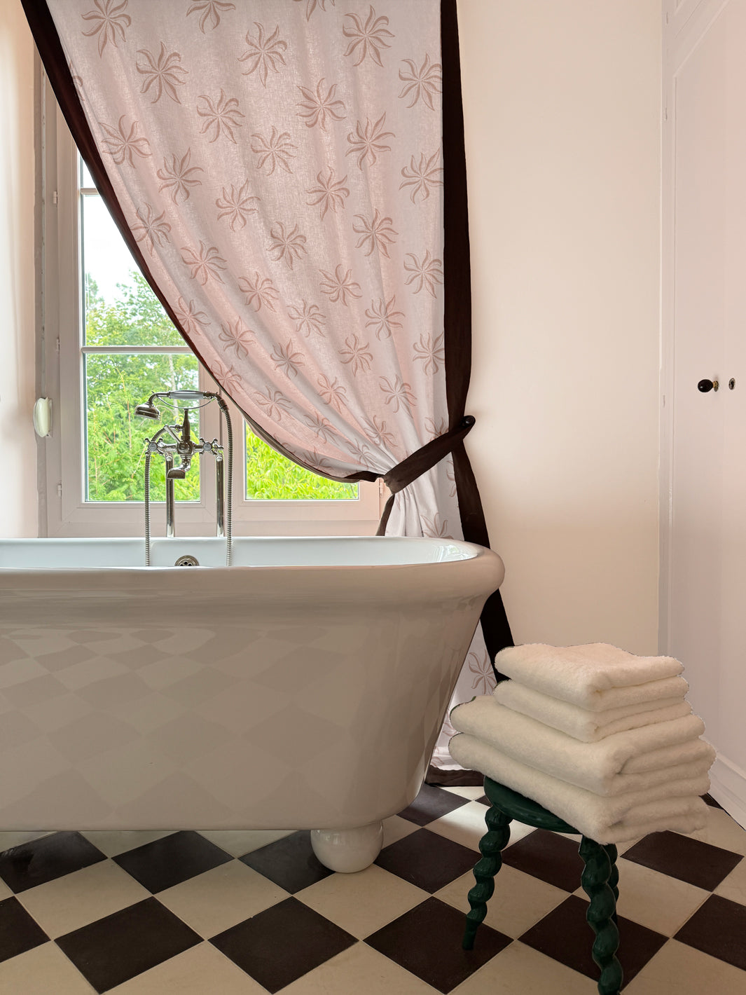 'Dot Frisée' Linen Fabric by Clare V. - Cream Bisque