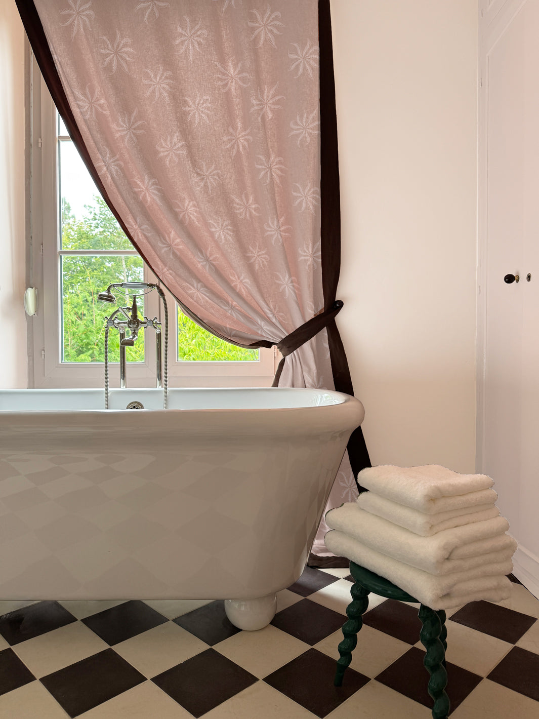 'Dot Frisée' Linen Fabric by Clare V. - Dove Cream