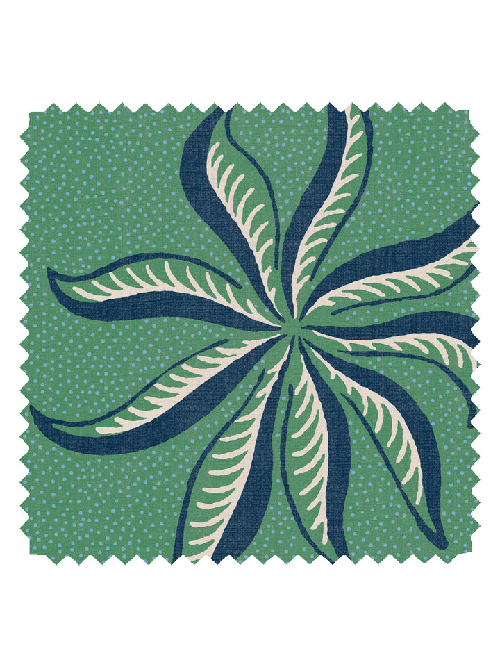 'Dot Frisée' Linen Fabric by Clare V. - Evergreen Navy