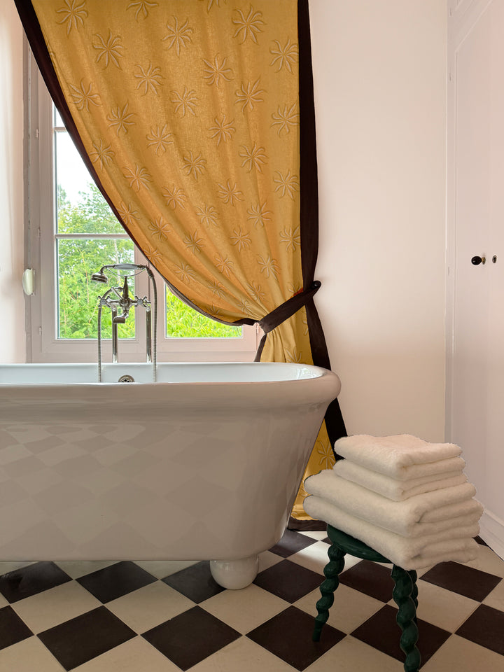 'Dot Frisée' Linen Fabric by Clare V. - Gold Buttercream