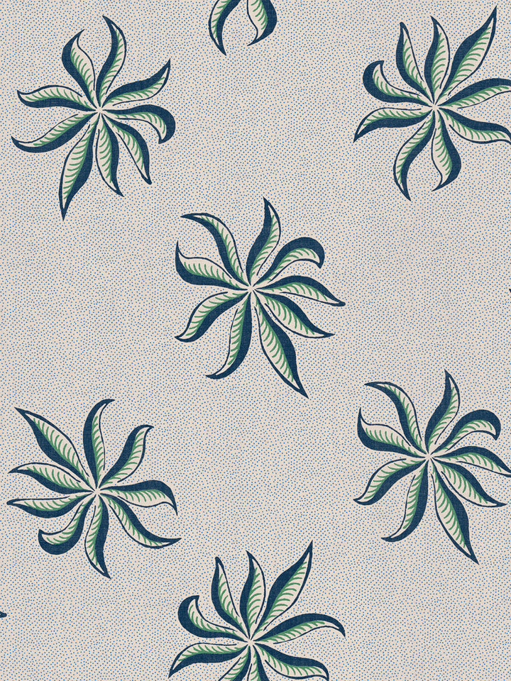 'Dot Frisée' Linen Fabric by Clare V. - Navy Green