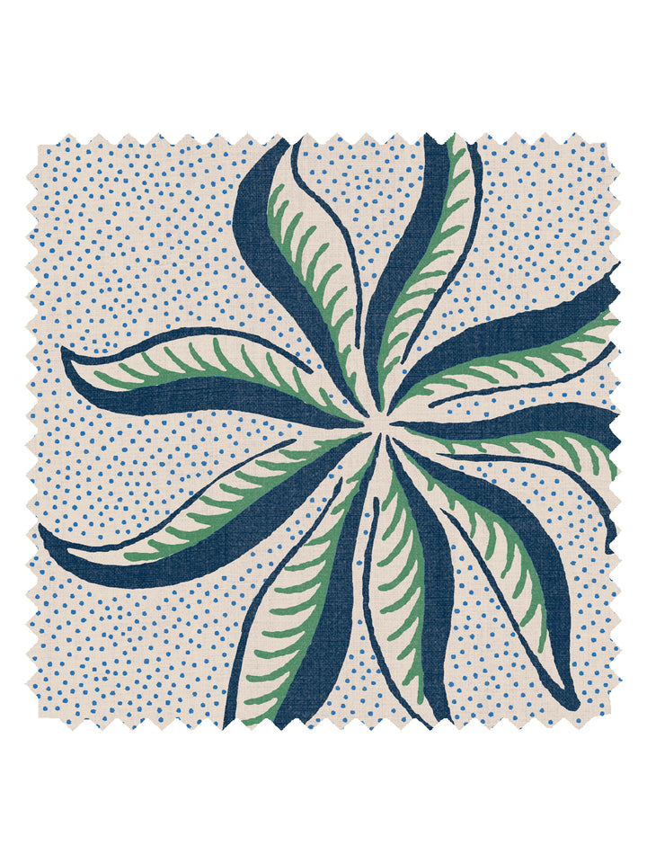 'Dot Frisée' Linen Fabric by Clare V. - Navy Green