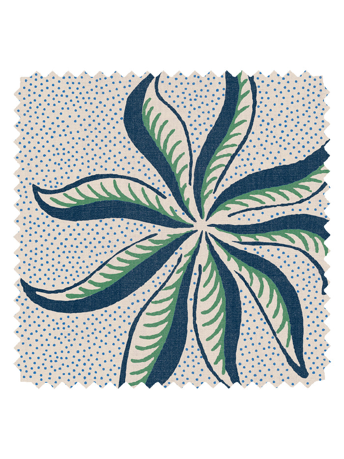 'Dot Frisée' Linen Fabric by Clare V. - Navy Green