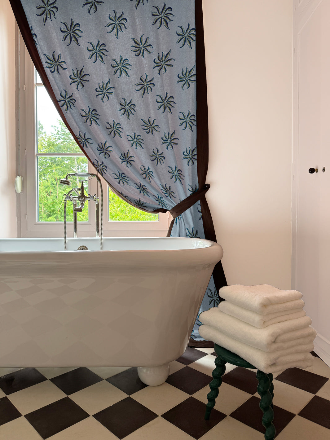 'Dot Frisée' Linen Fabric by Clare V. - Powder Olive