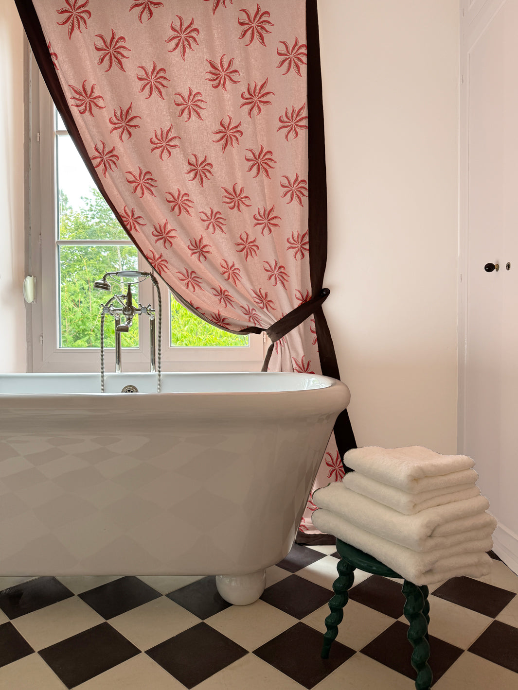 'Dot Frisée' Linen Fabric by Clare V. - Rouge Petal