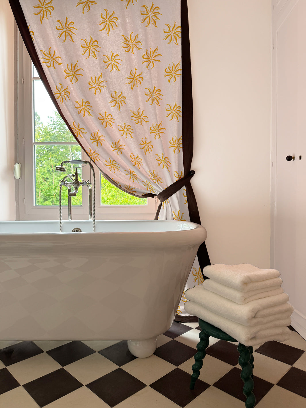 'Dot Frisée' Linen Fabric by Clare V. - Yellow Cream