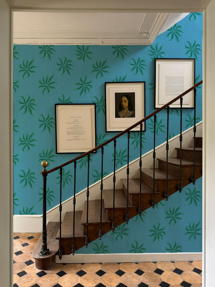 'Dot Frisée' Wallpaper by Clare V. - Azure Green