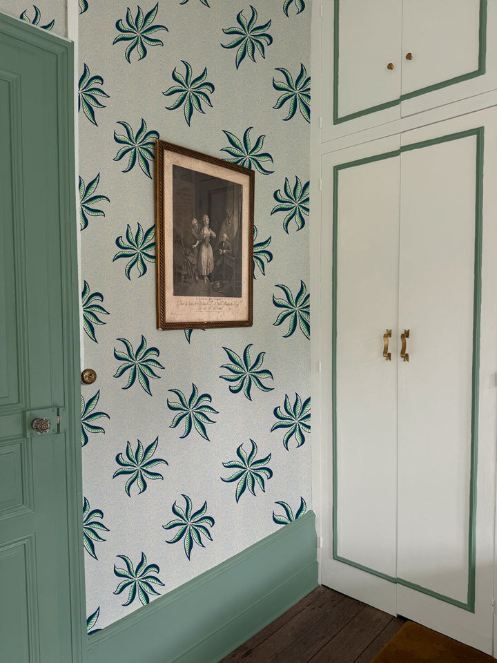 'Dot Frisée' Wallpaper by Clare V. - Navy Green